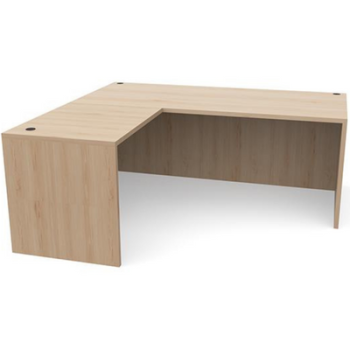 Tan L-shaped desk